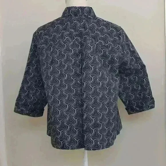 XL CJ Banks Women's 3/4 Sleeve Abstract Button Up Jacket 100% Cotton - Picture 13 of 13